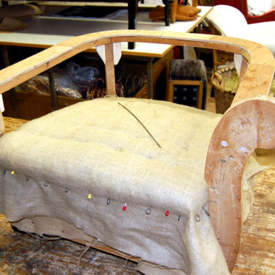 Restaurierung Chesterfield Sessel durchgenähte Facon