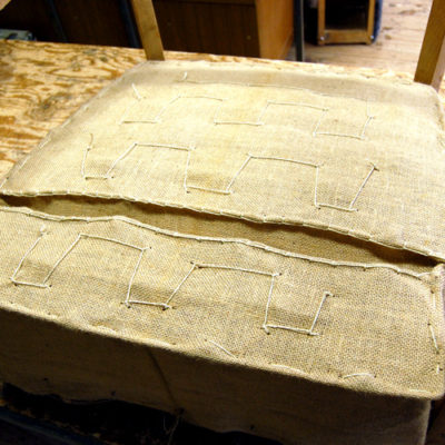 Restaurierung Chesterfield Sessel überspannte Federung