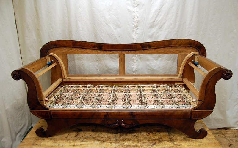 Polster Restaurierung Biedermeier Sofa Schritt 2
